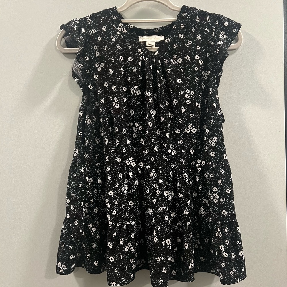 Black and White Floral Blouse Top